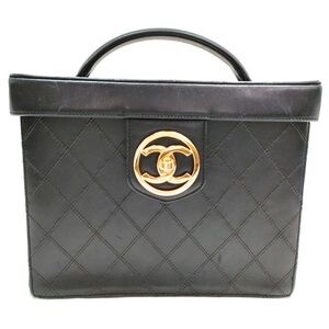 Authentic Chanel lamb skin leather vanity bag